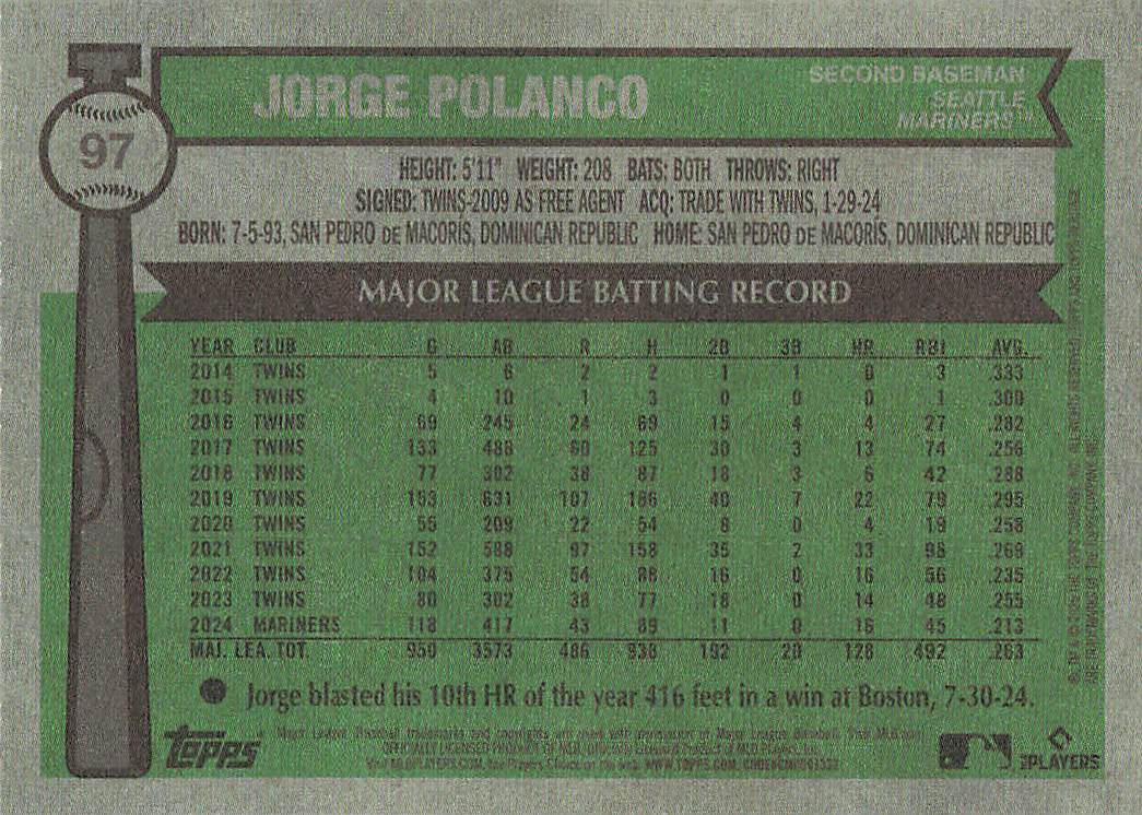 2025 Topps Heritage Baseball Jorge Polanco #97