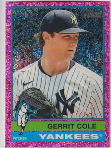 2025 Topps Heritage Baseball Chrome Pink Sparkle Refractor Gerrit Cole #394