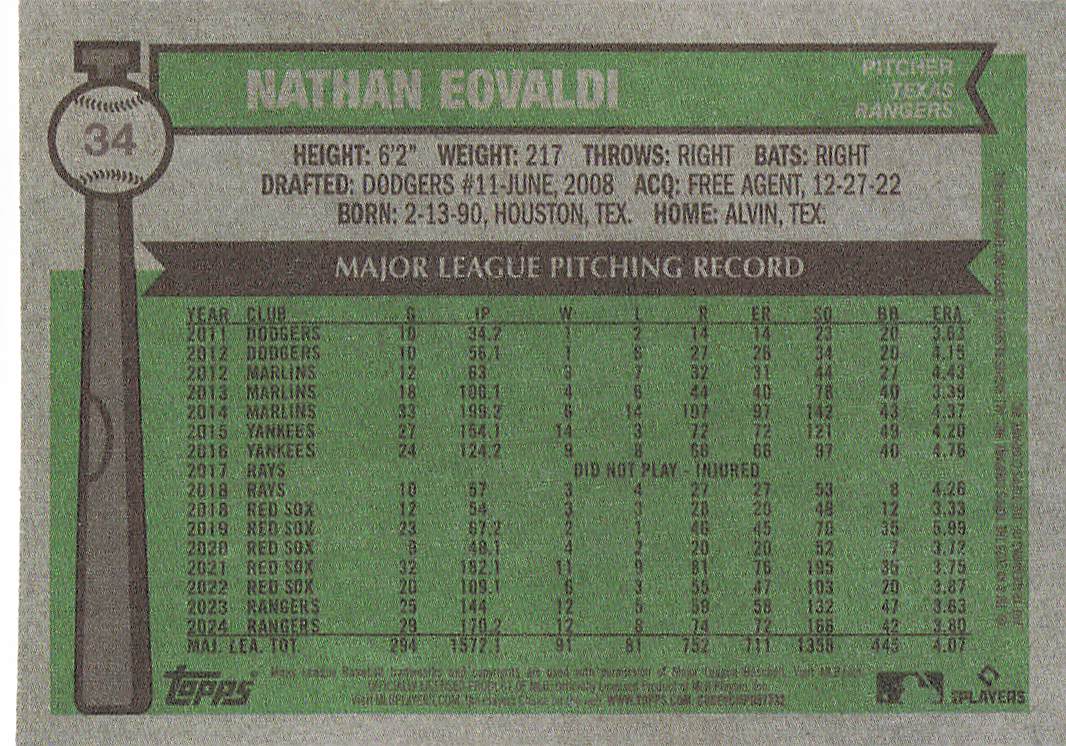2025 Topps Heritage Baseball Nathan Eovaldi #34