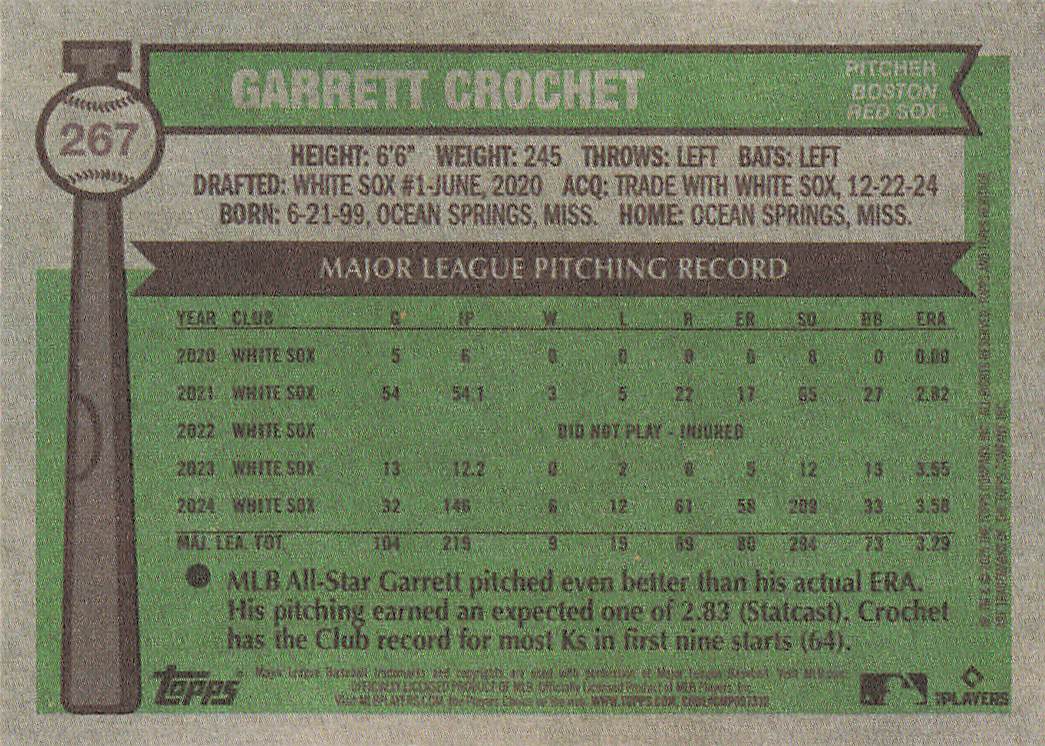 2025 Topps Heritage Baseball Garrett Crochet #267