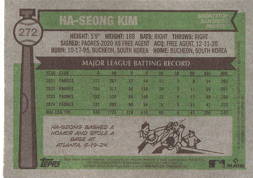 2025 Topps Heritage Baseball Ha-Seong Kim #272