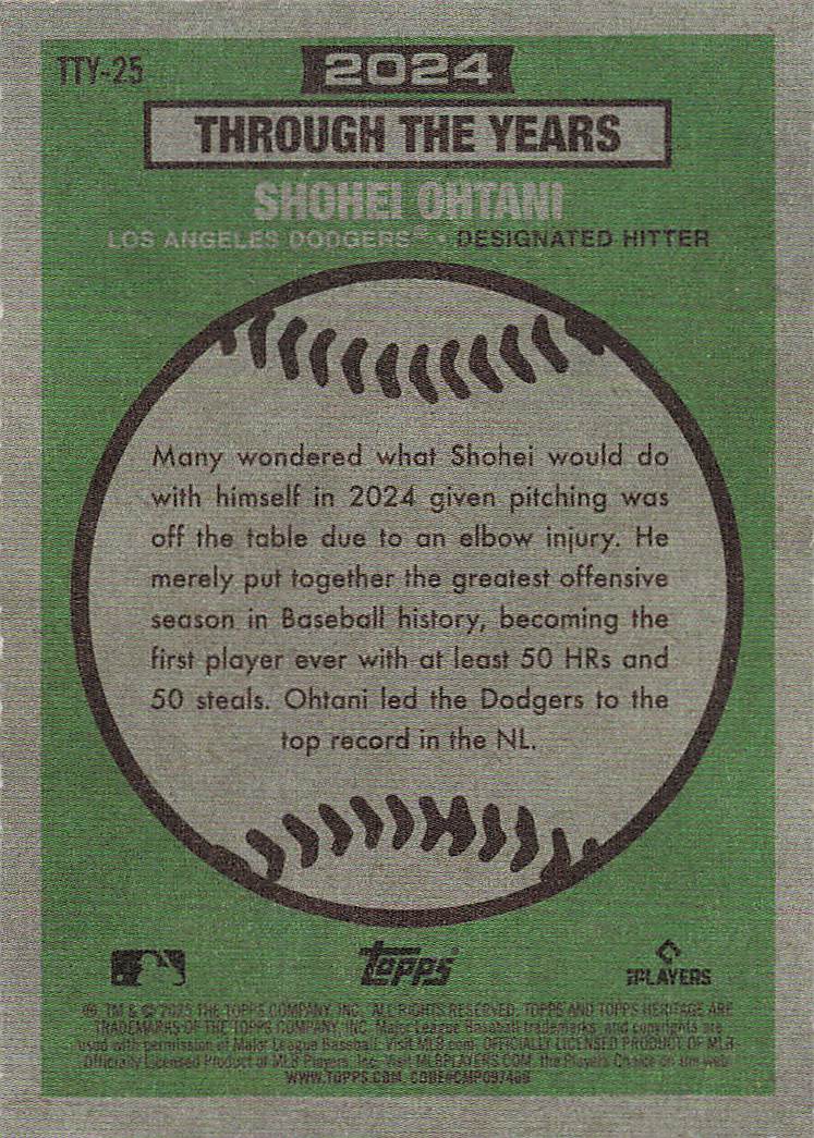 2025 Topps Heritage Baseball Through the Years Shohei Ohtani #TTY-25