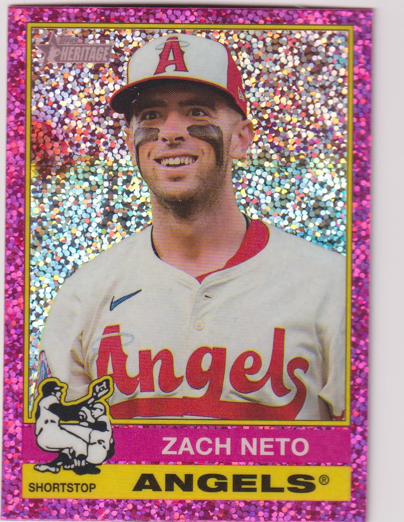 2025 Topps Heritage Baseball Chrome Pink Sparkle Refractor Zach Neto #396