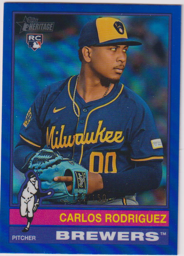2025 Topps Heritage Baseball Chrome Blue Refractor 127/150 Carlos Rodriguez #452