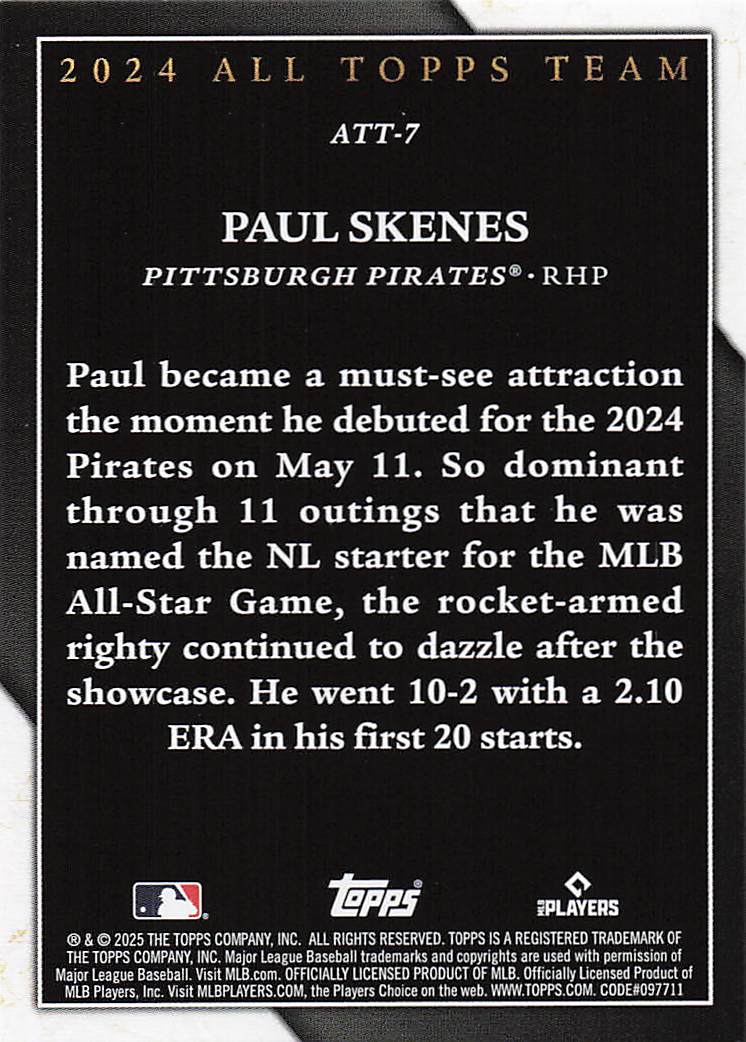 2025 Topps Baseball 2024 All Topps Team Paul Skenes #ATT-7