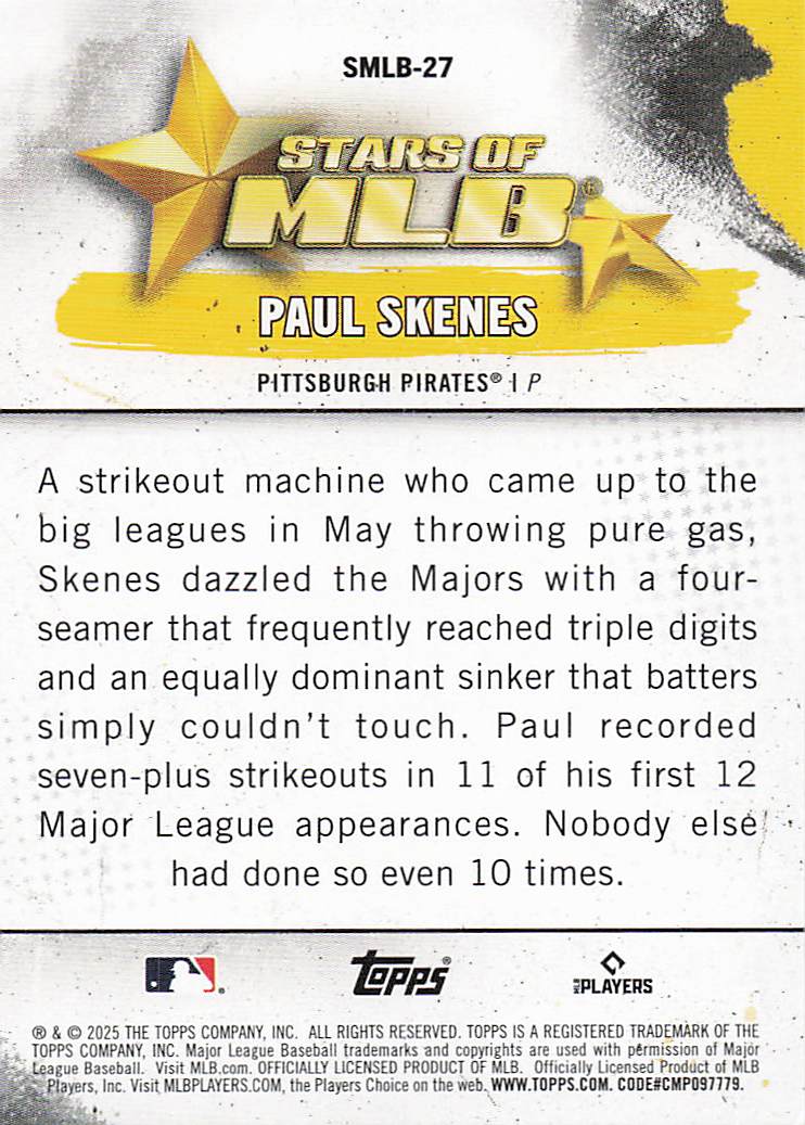 2025 Topps Baseball Stars of MLB Paul Skenes #SMLB-27