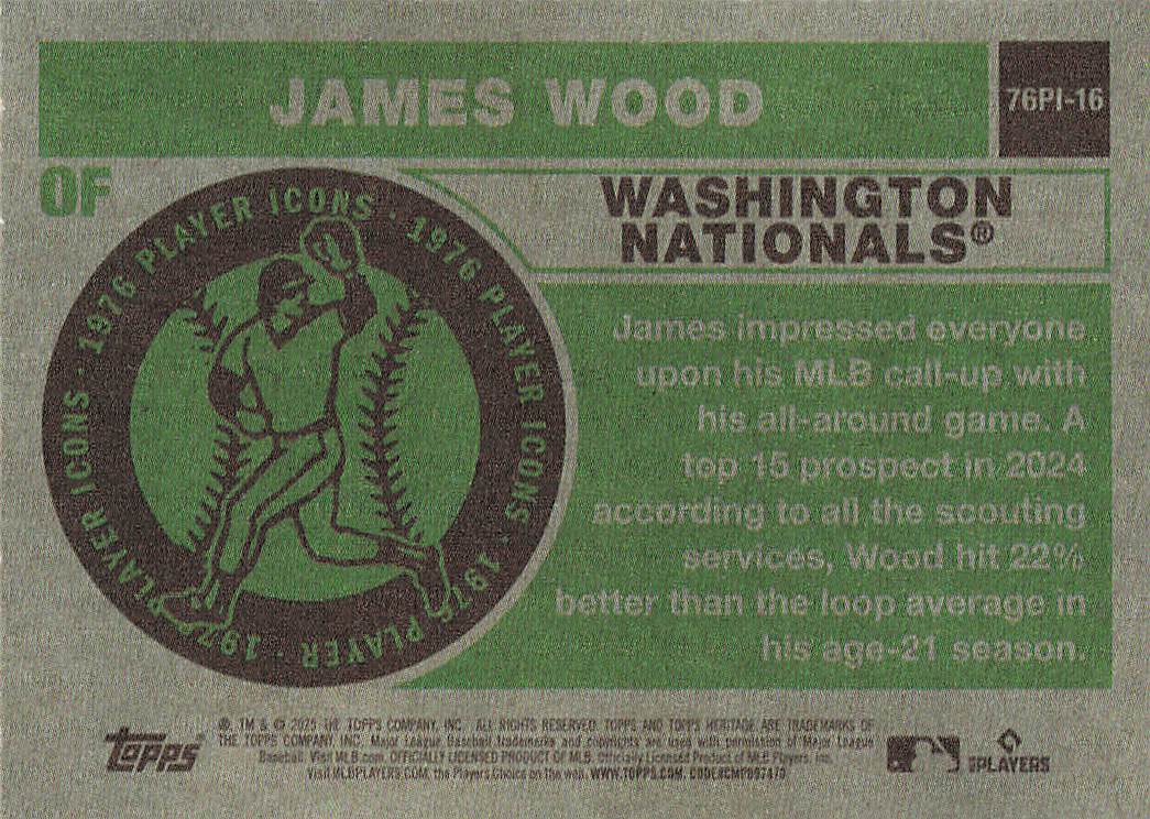 2025 Topps Heritage Baseball 1976 Player Icons James Wood #76PI-16