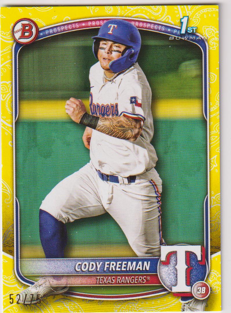 2025 Bowman Baseball Prospects Yellow 52/75 Cody Freeman #BP-112