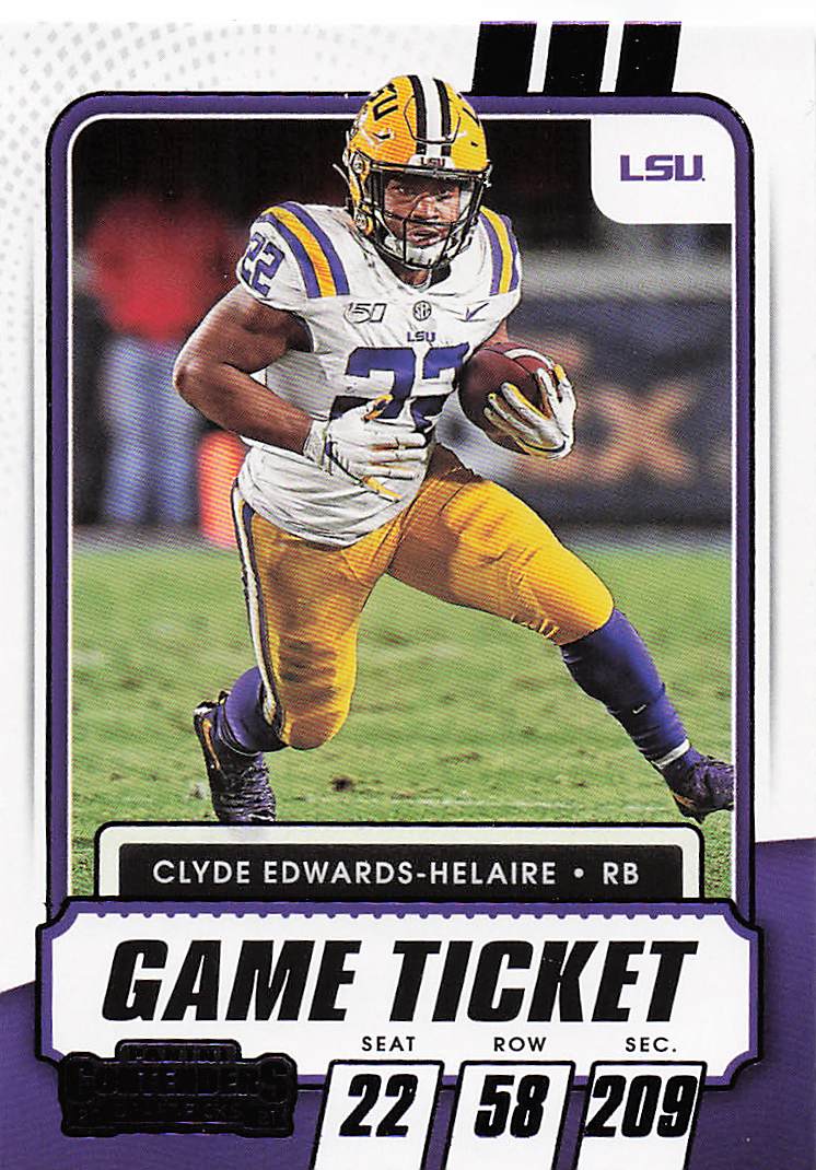 2021 Panini Contenders Draft Picks Purple Clyde Edwards-Helaire #54