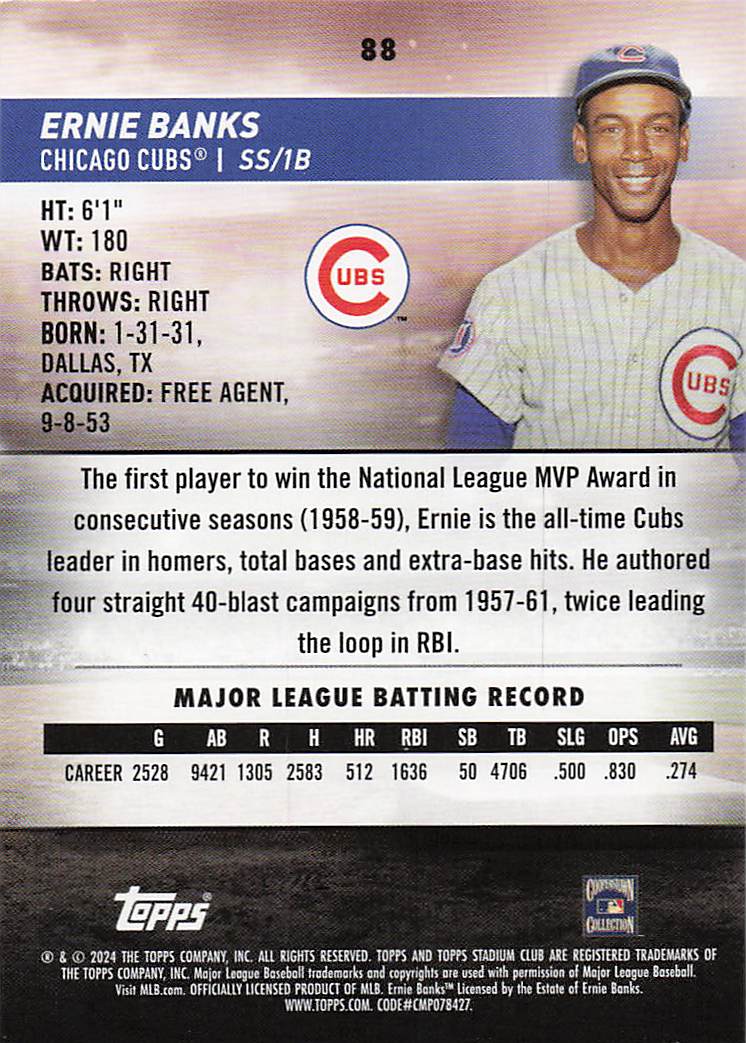 2024 Stadium Club Baseball Red Foil Ernie Banks #88