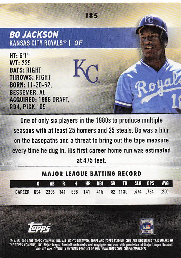 2024 Stadium Club Baseball Bo Jackson #185