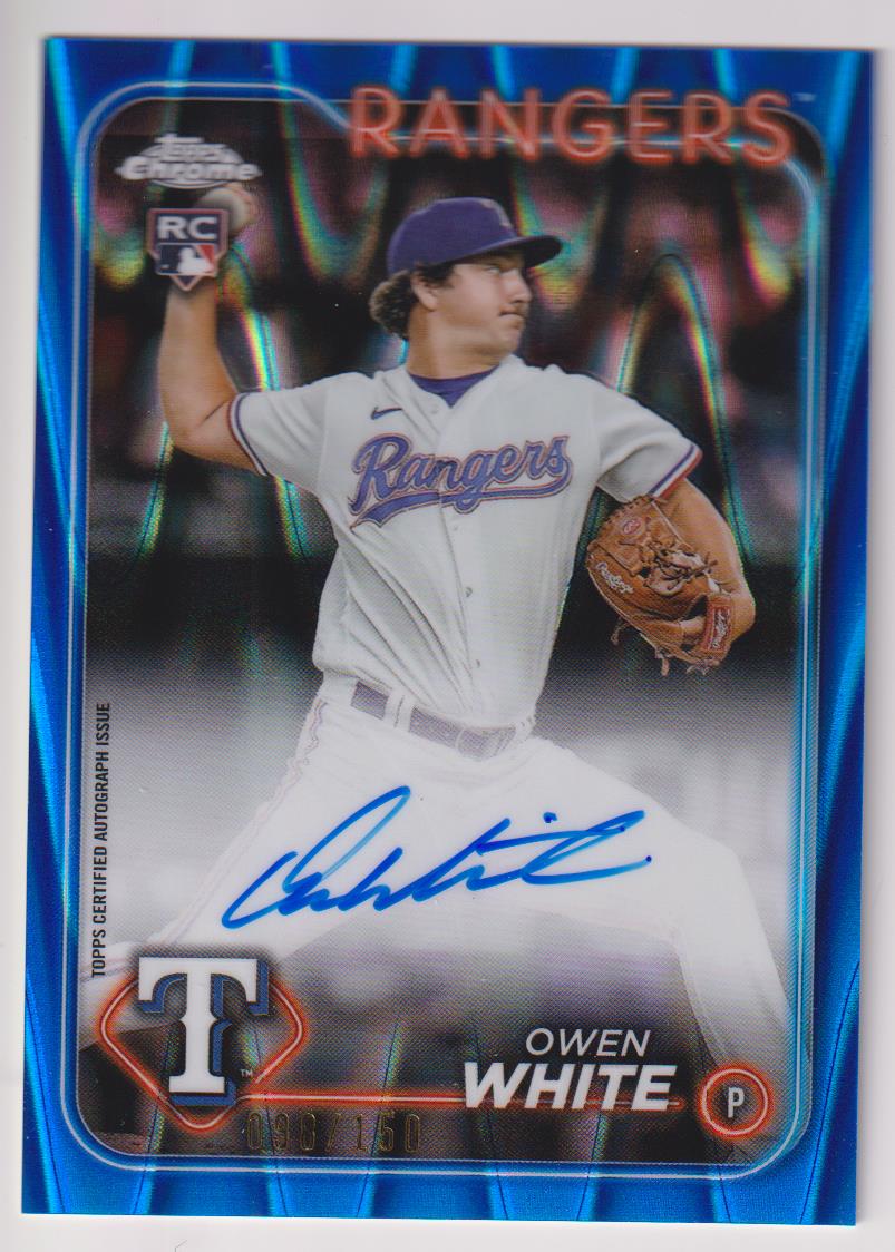 2024 Topps Chrome Autographs Blue Ray Wave Refractor 098/150 Owen White #RA-OW