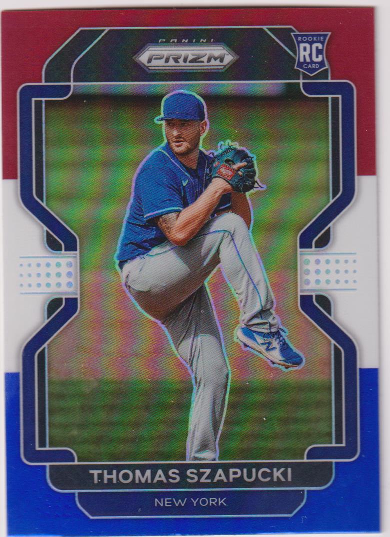2022 Panini Prizm Baseball Red/White/Blue Prizm Thomas Szapucki #122 Rookie