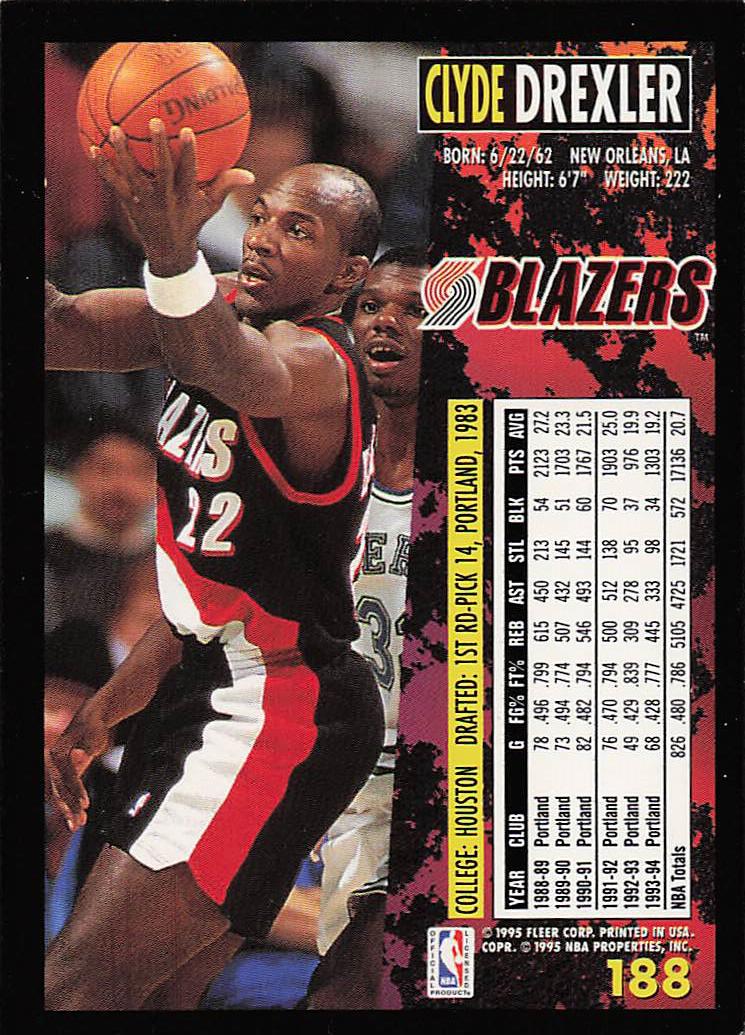 1994-95 Fleer Basketball Clyde Drexler #183