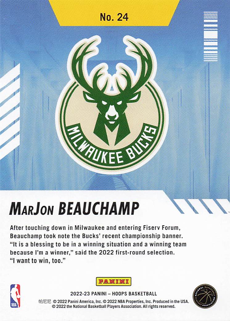 2022-23 Hoops Basketball Arriving Now MarJon Beauchamp #24