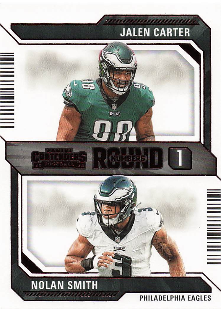 2023 Panini Contenders Football Round Numbers Red Jalen Carter / Nolan Smith #6