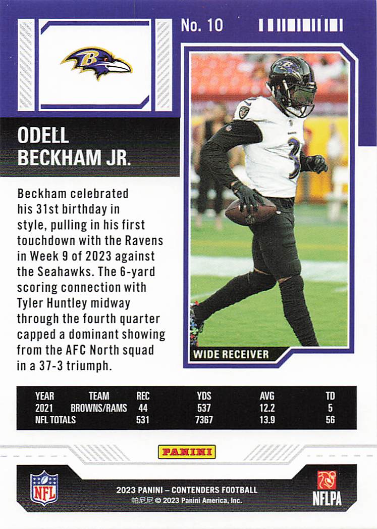 2023 Panini Contenders Football Season Ticket Retail Odell Beckham Jr. #10