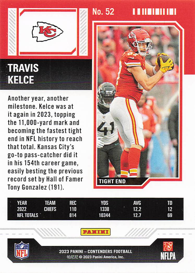 2023 Panini Contenders Football Season Ticket Retail Travis Kelce #52