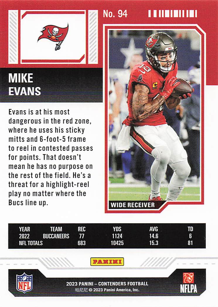 2023 Panini Contenders Football Season Ticket Retail Mike Evans #94