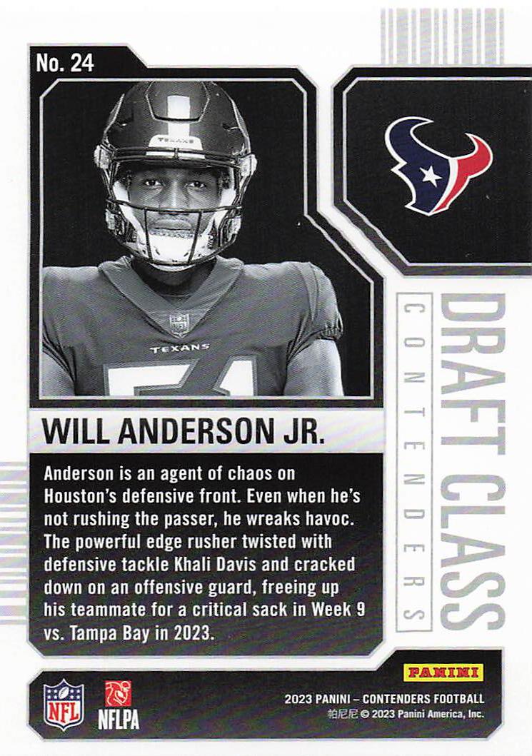 2023 Panini Contenders Football Draft Class Contenders Will Anderson Jr. #24