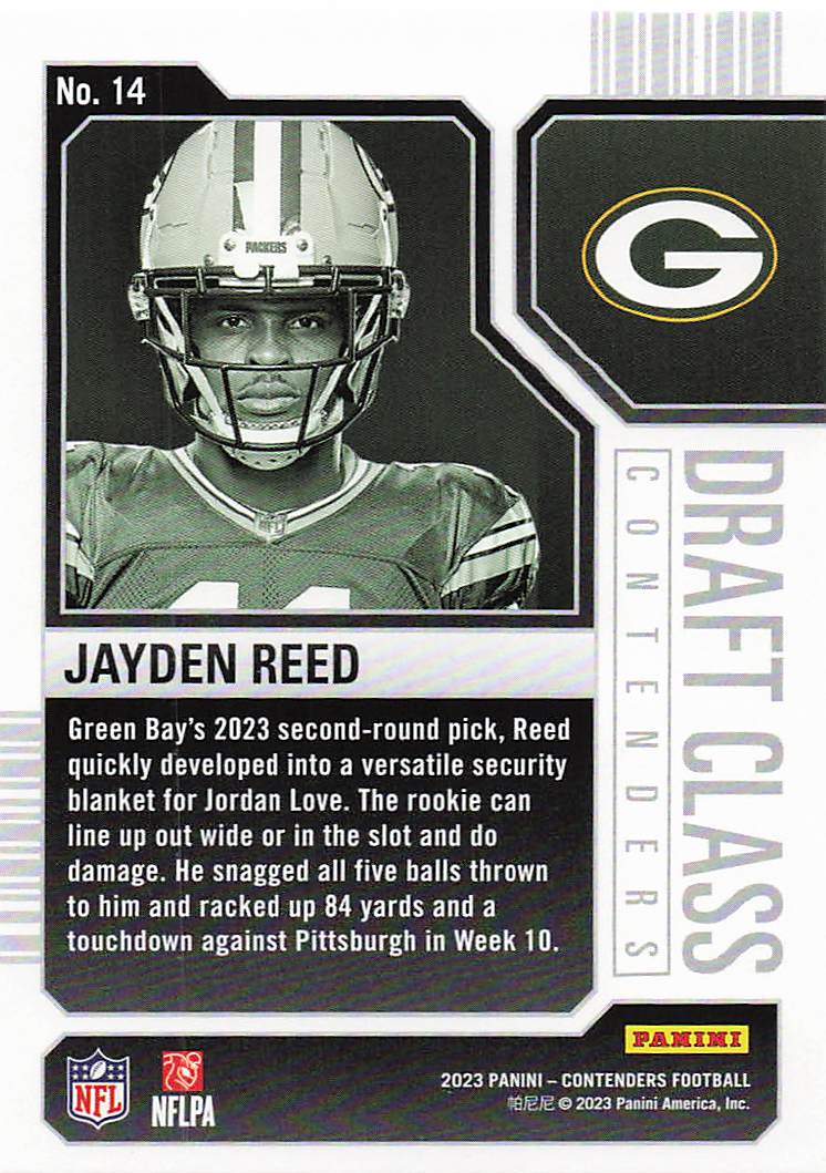 2023 Panini Contenders Football Draft Class Contenders Jayden Reed #14