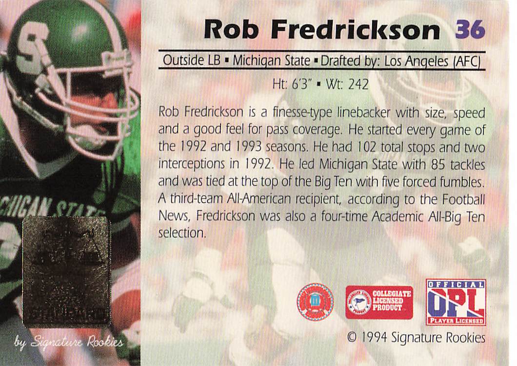 1994 Signature Rookies Gold Standard Multisport Rob Fredrickson #36