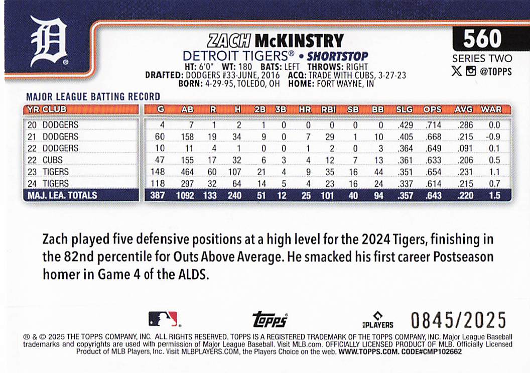 2025 Topps Baseball Zach McKinstry #560