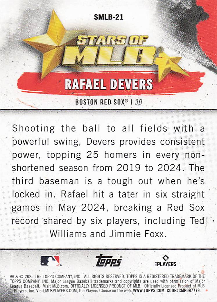 2025 Topps Baseball Stars of MLB Rafael Devers #SMLB-21