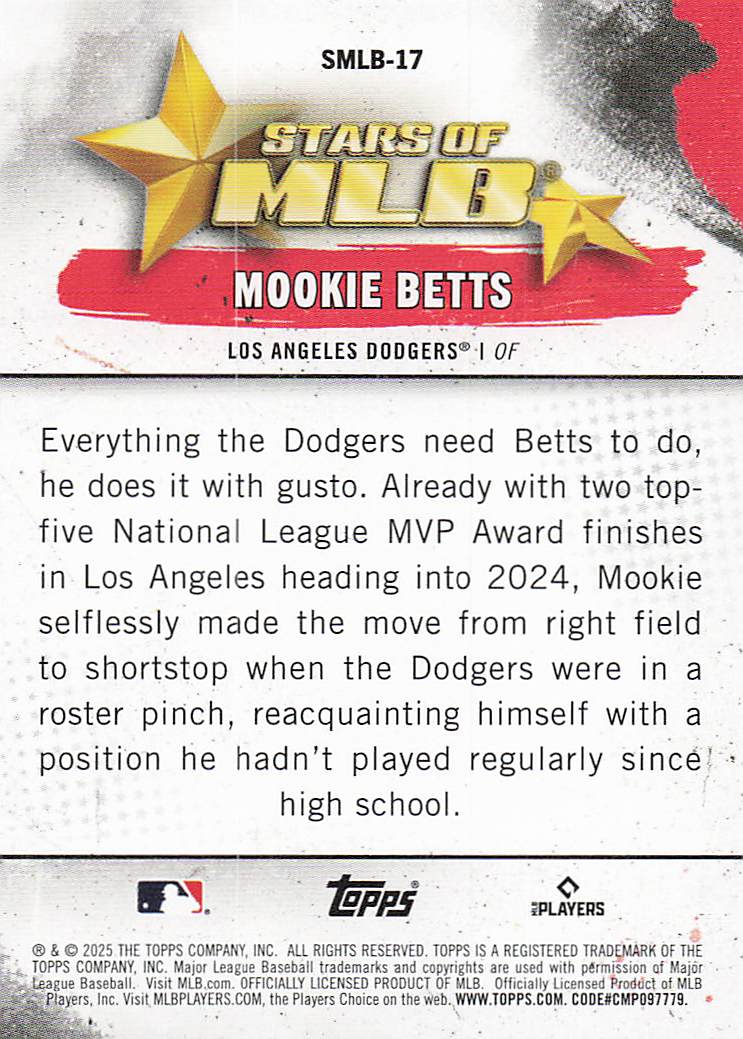 2025 Topps Baseball Stars of MLB Mookie Betts #SMLB-17