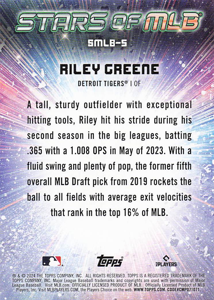 2024 Topps Baseball Stars of MLB Riley Greene #SMLB-5