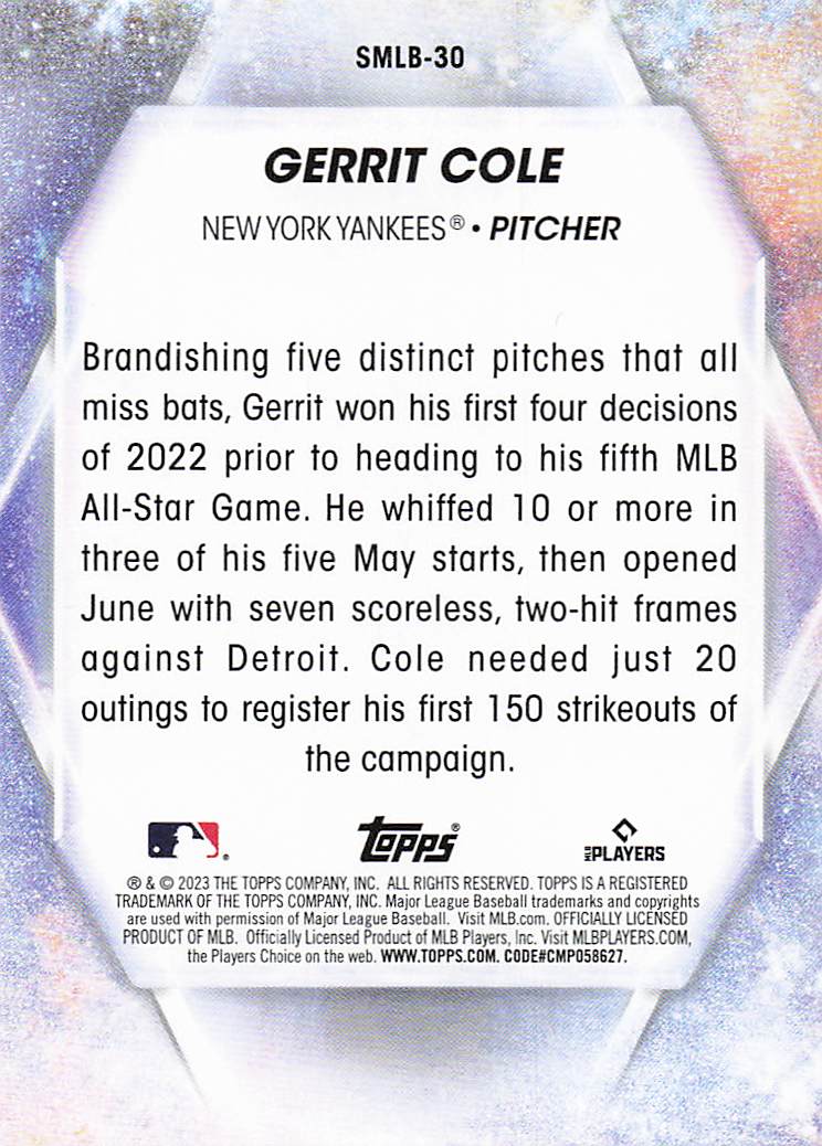 2023 Topps Baseball Stars of MLB Chrome Gerrit Cole #SMLBC-30