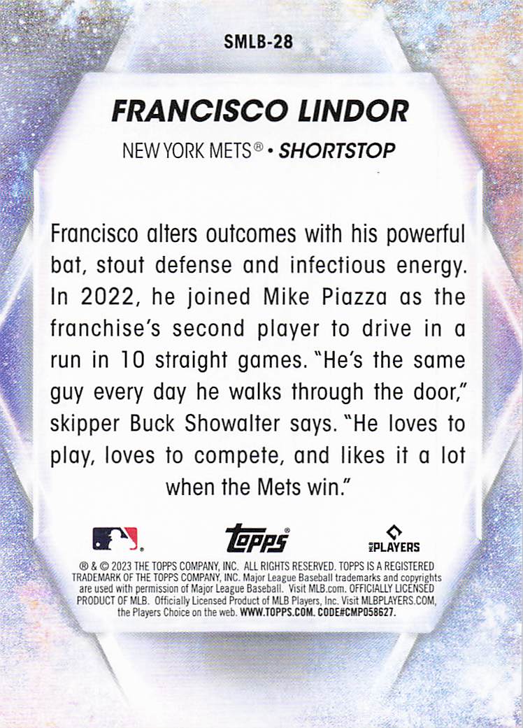 2023 Topps Baseball Stars of MLB Francisco Lindor #SMLB-28