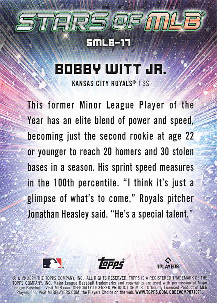 2024 Topps Baseball Stars of MLB Bobby Witt Jr. #SMLB-17