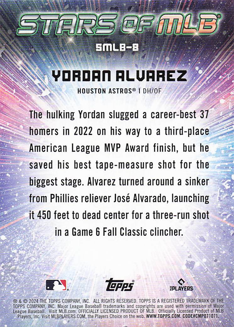 2024 Topps Baseball Stars of MLB Chrome Yordan Alvarez #CSMLB-8
