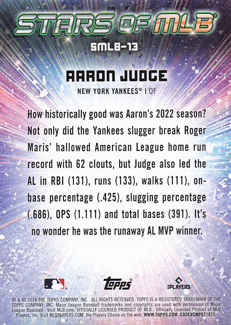 2024 Topps Baseball Stars of MLB Aaron Judge #SMLB-13