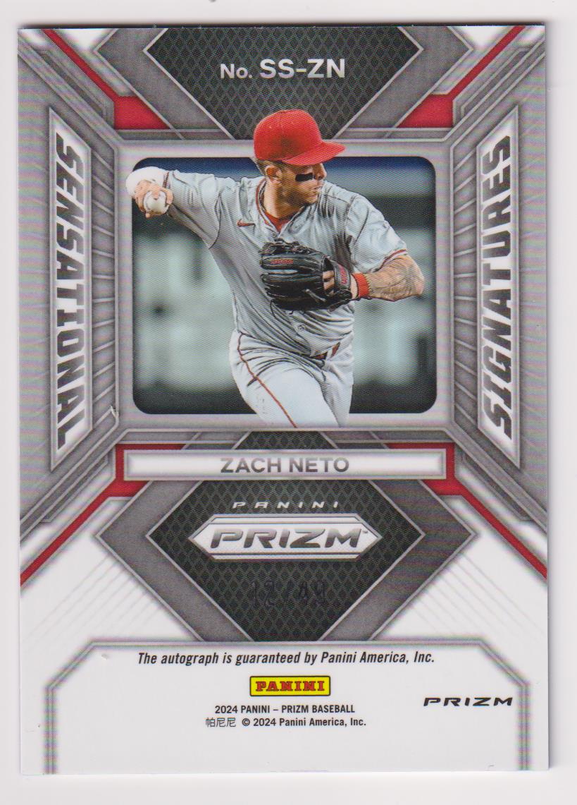 2024 Panini Prizm Signatures Blue Prizms 12/49 Zach Neto #SS-ZN