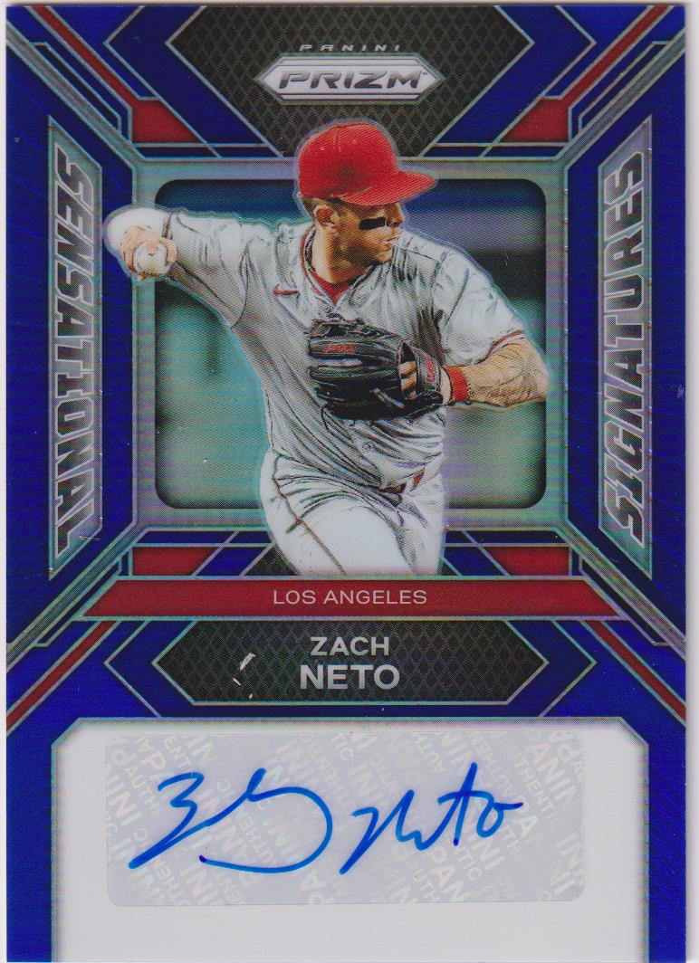 2024 Panini Prizm Signatures Blue Prizms 12/49 Zach Neto #SS-ZN