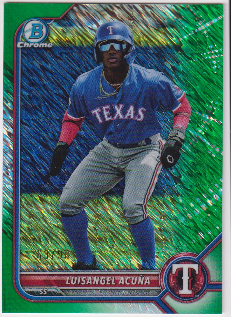 2022 Bowman Chrome Prospects Green Shimmer 63/99 Luisangel Acuña #BCP-72