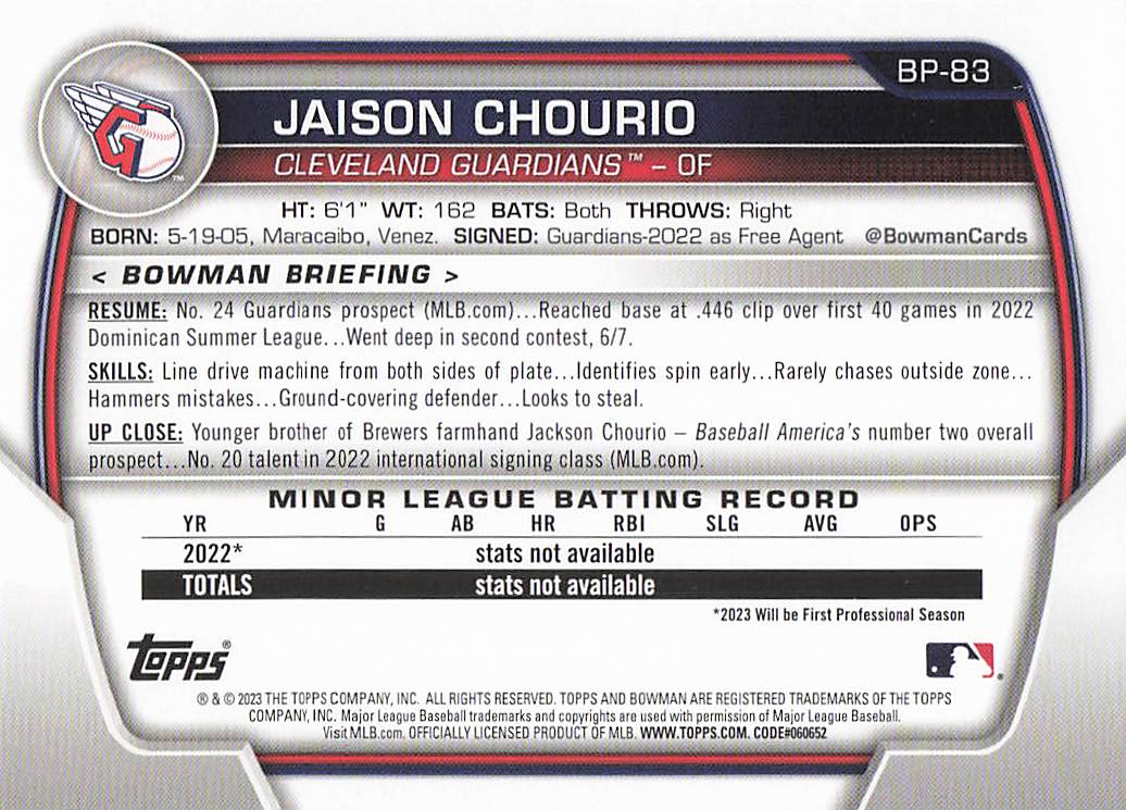 2023 Bowman 1st Edition Baseball Jaison Chourio #BPPF-83