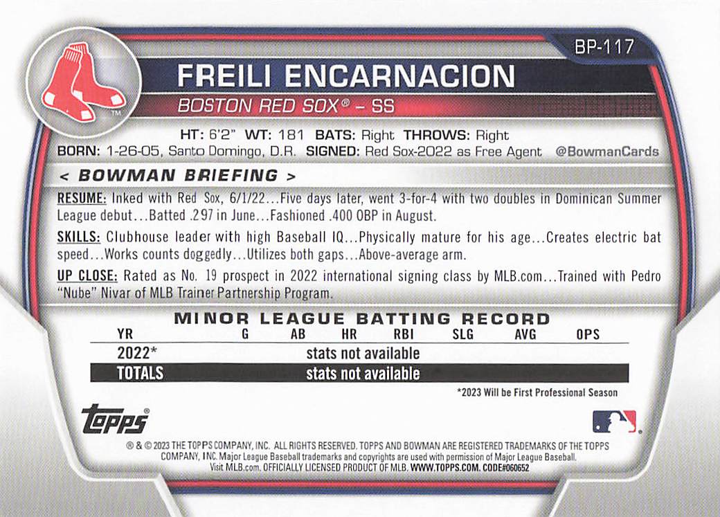 2023 Bowman 1st Edition Baseball Freili Encarnacion #BPPF-117