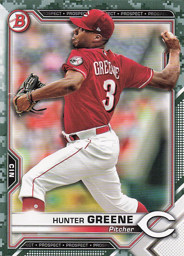 2021 Bowman Baseball Prospects Camo Hunter Greene #BP-127