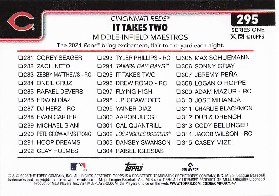 2025 Topps Baseball It Takes Two: Middle-Infield Maestros #295