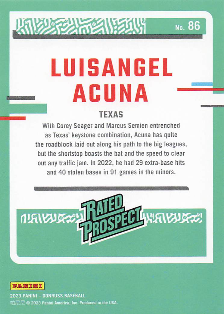2023 Donruss Baseball Luisangel Acuna #86