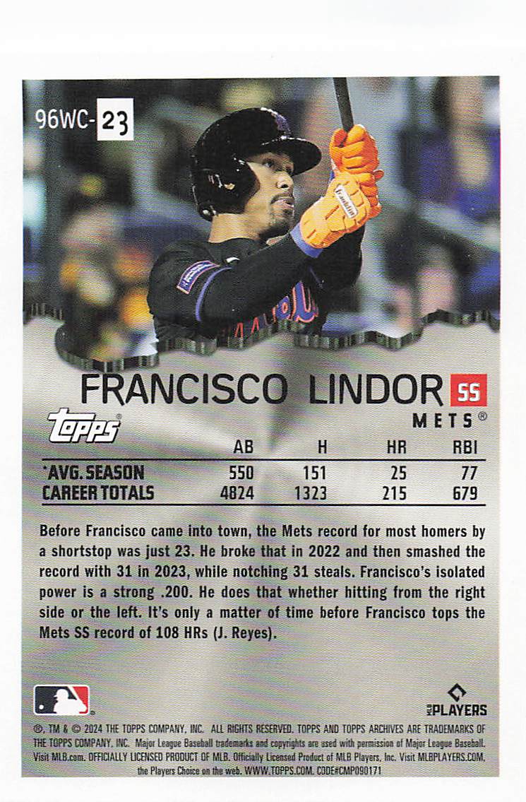 2024 Topps Archives 1996 Topps Baseball Wrecking Crew Francisco Lindor #96WC-23