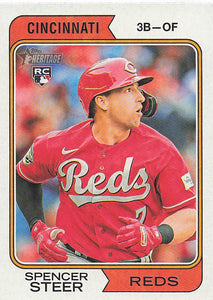 2023 Topps Heritage Baseball Spencer Steer #717 RC