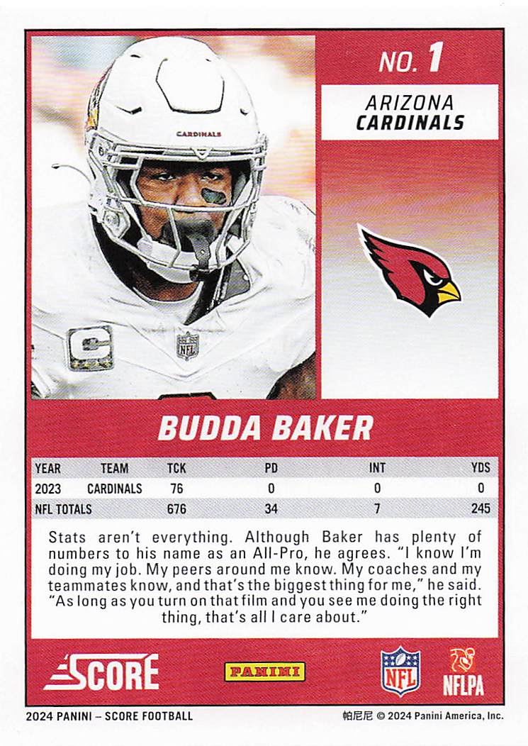 2024 Score Football Budda Baker #1