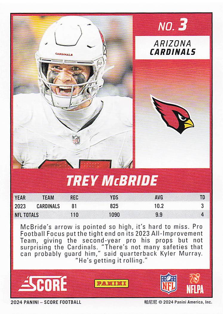 2024 Score Football Trey McBride #3