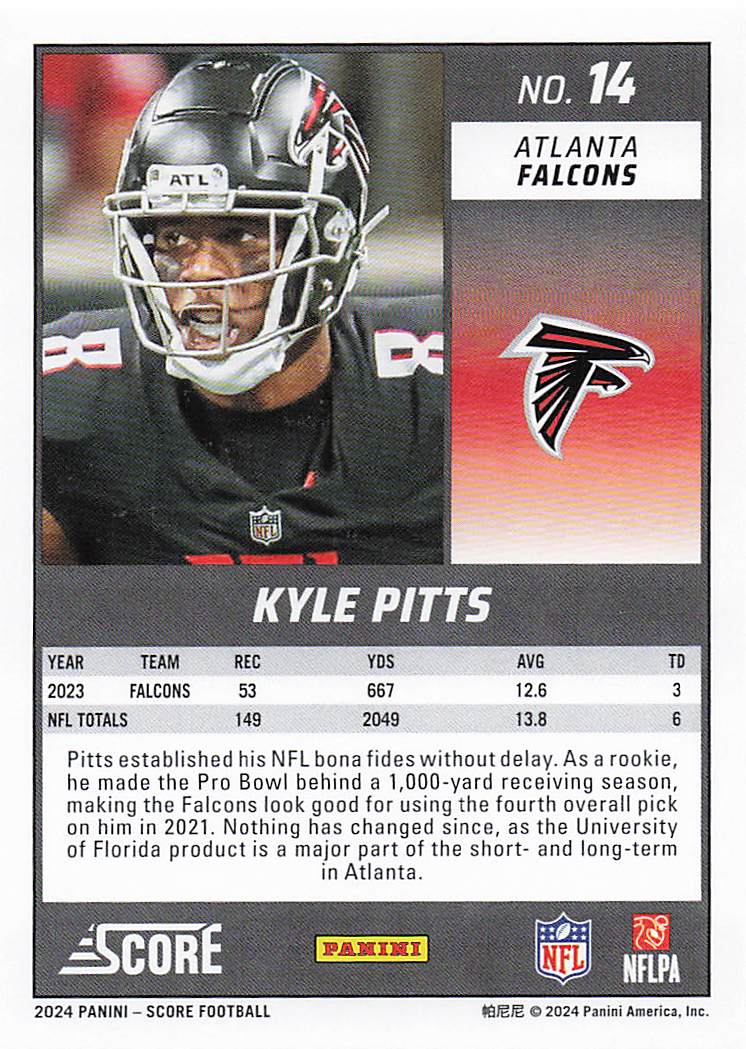 2024 Score Football Kyle Pitts #14