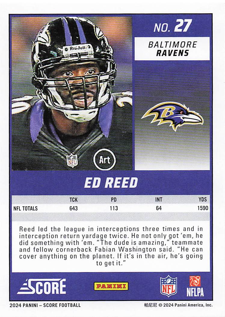 2024 Score Football Ed Reed #27