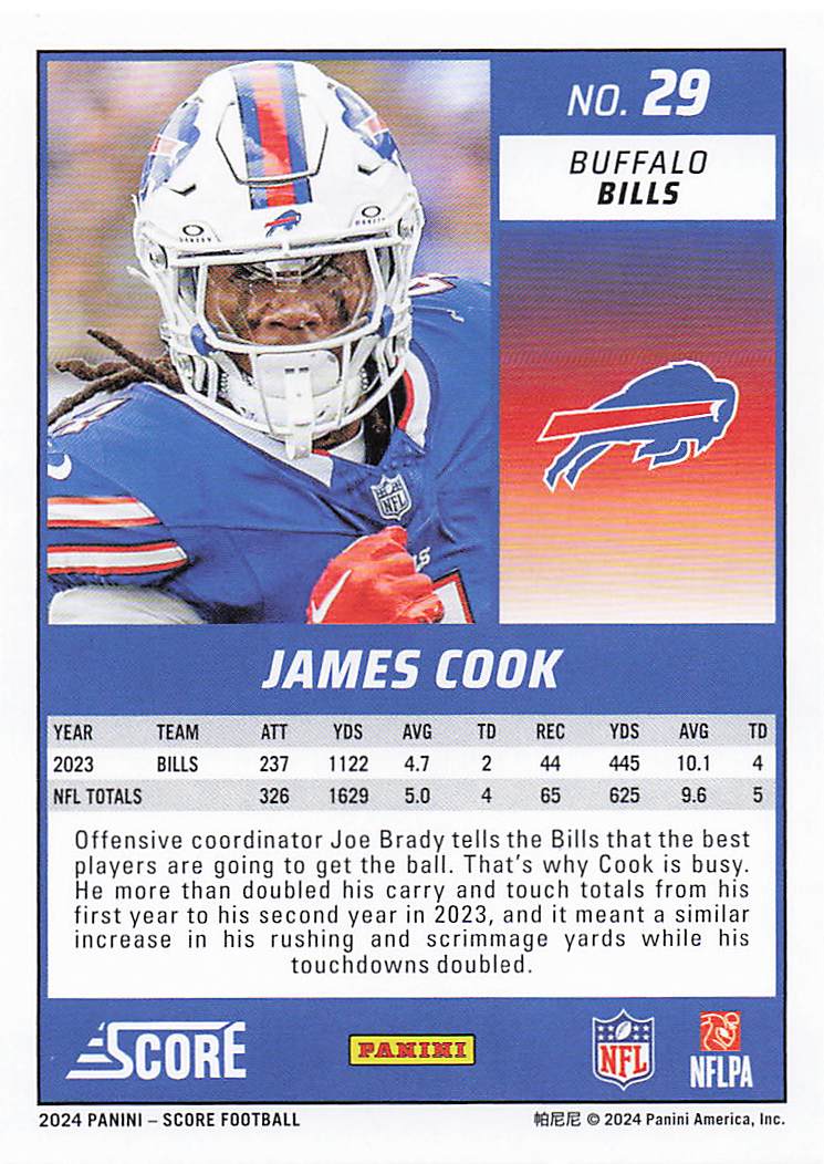 2024 Score Football James Cook #29